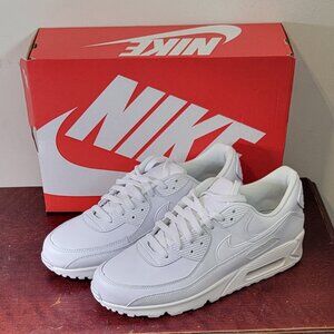 SIZE 12 - Nike Air Max 90 "Triple White" Leather Sneakers NWT